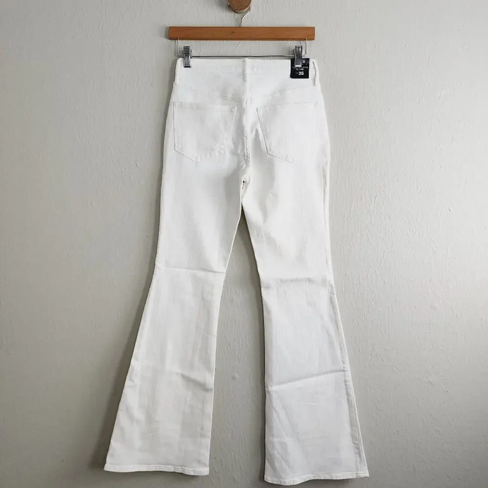 J. Crew Skinny Flare Jean Signature Stretch White Denim Perfecting Pockets 25